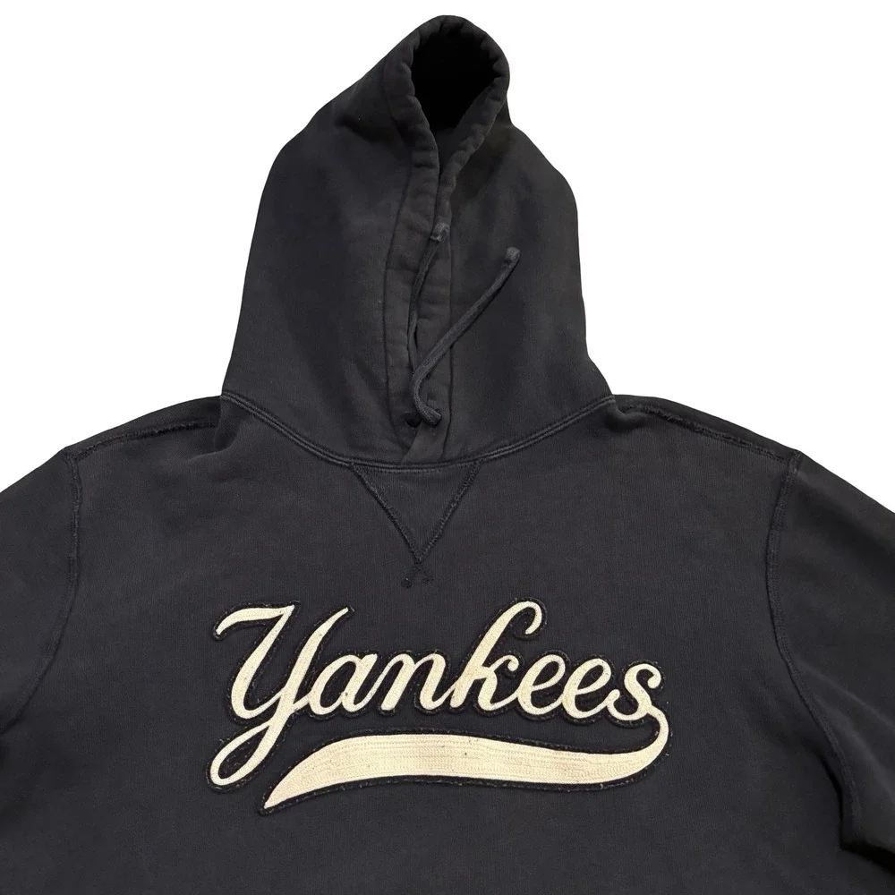 Polo Ralph Lauren x MLB NY Yankees Navy Blue Chenille Patch Hoodie Mens Small